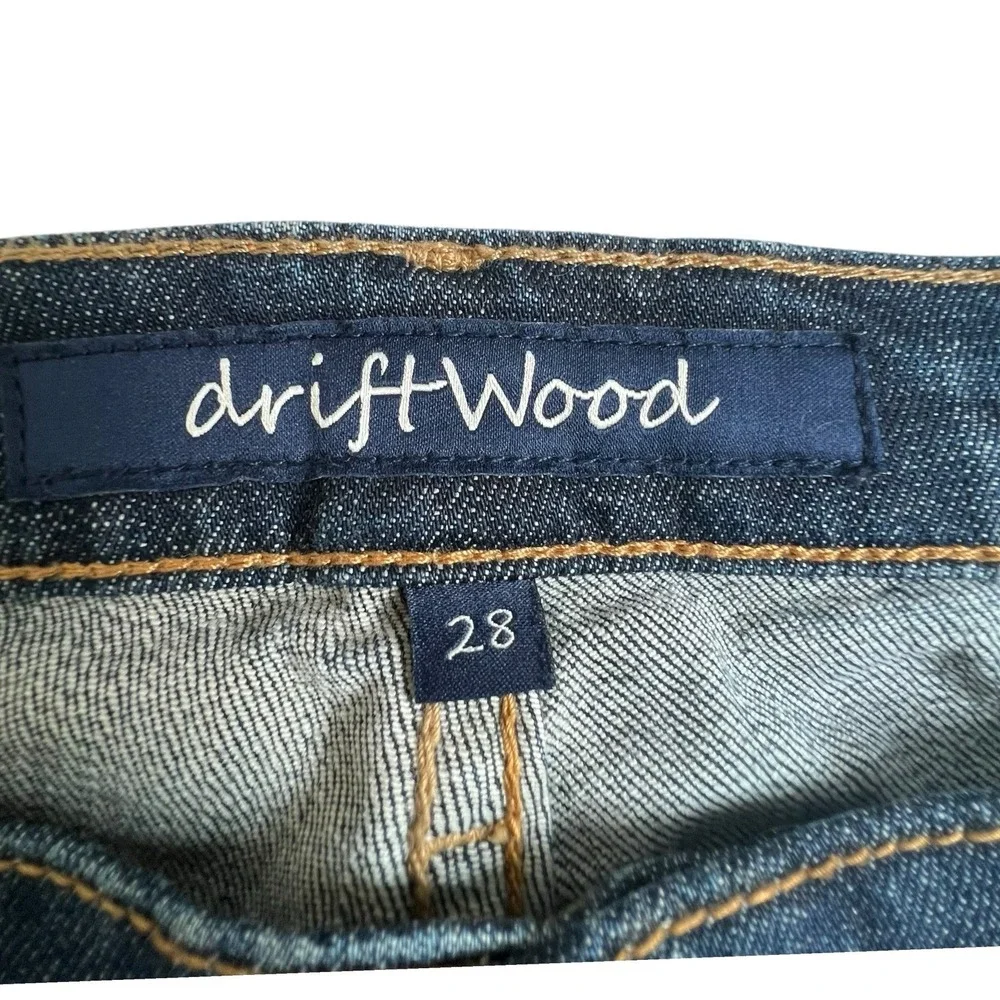 Driftwood Womens 28 Dark Wash Low Rise Slim‎ Straight Distressed Jeans